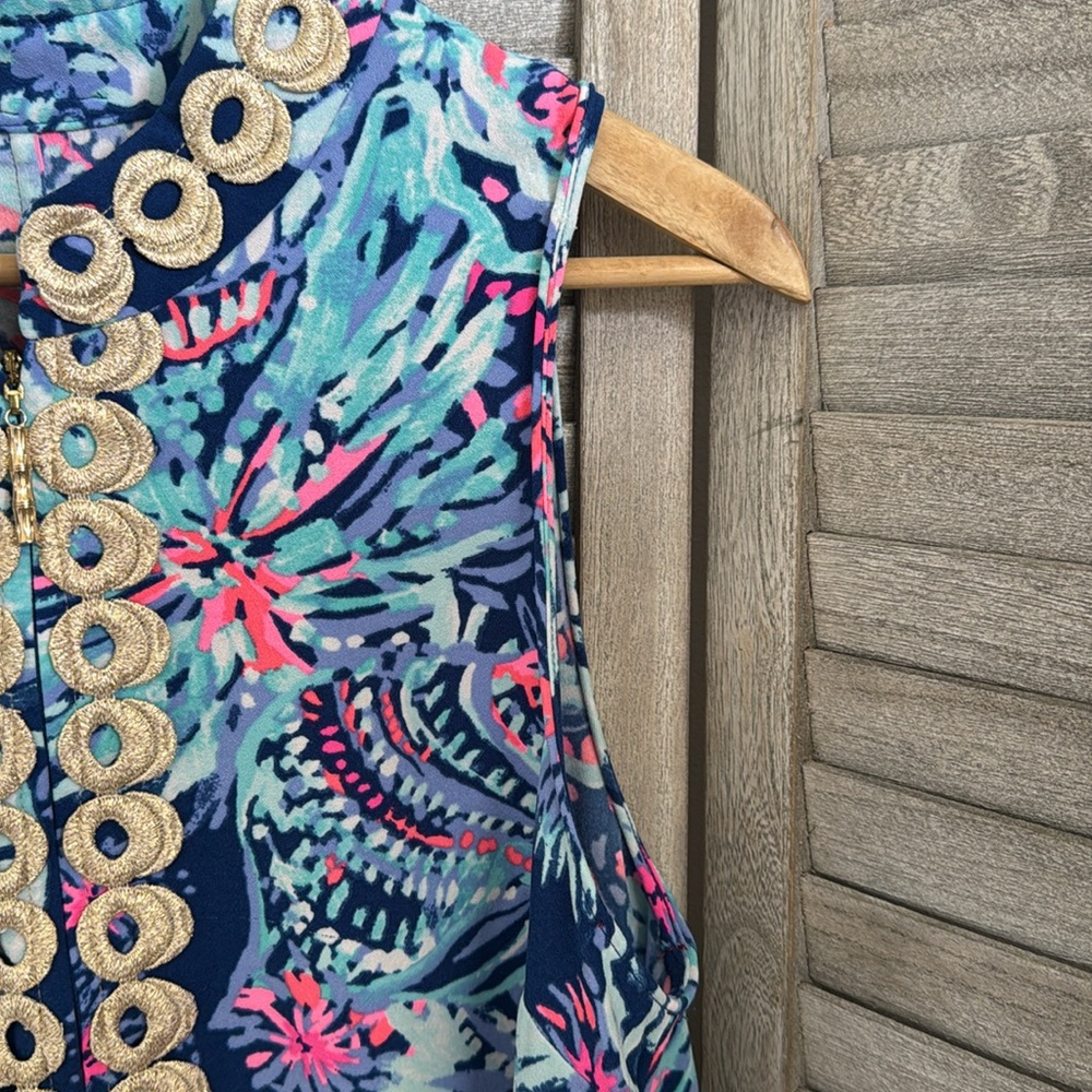 Lilly Pulitzer women’s Jane Shift Deep Indigo Gypsies Girl Dress pre owned - Picture 7 of 8
